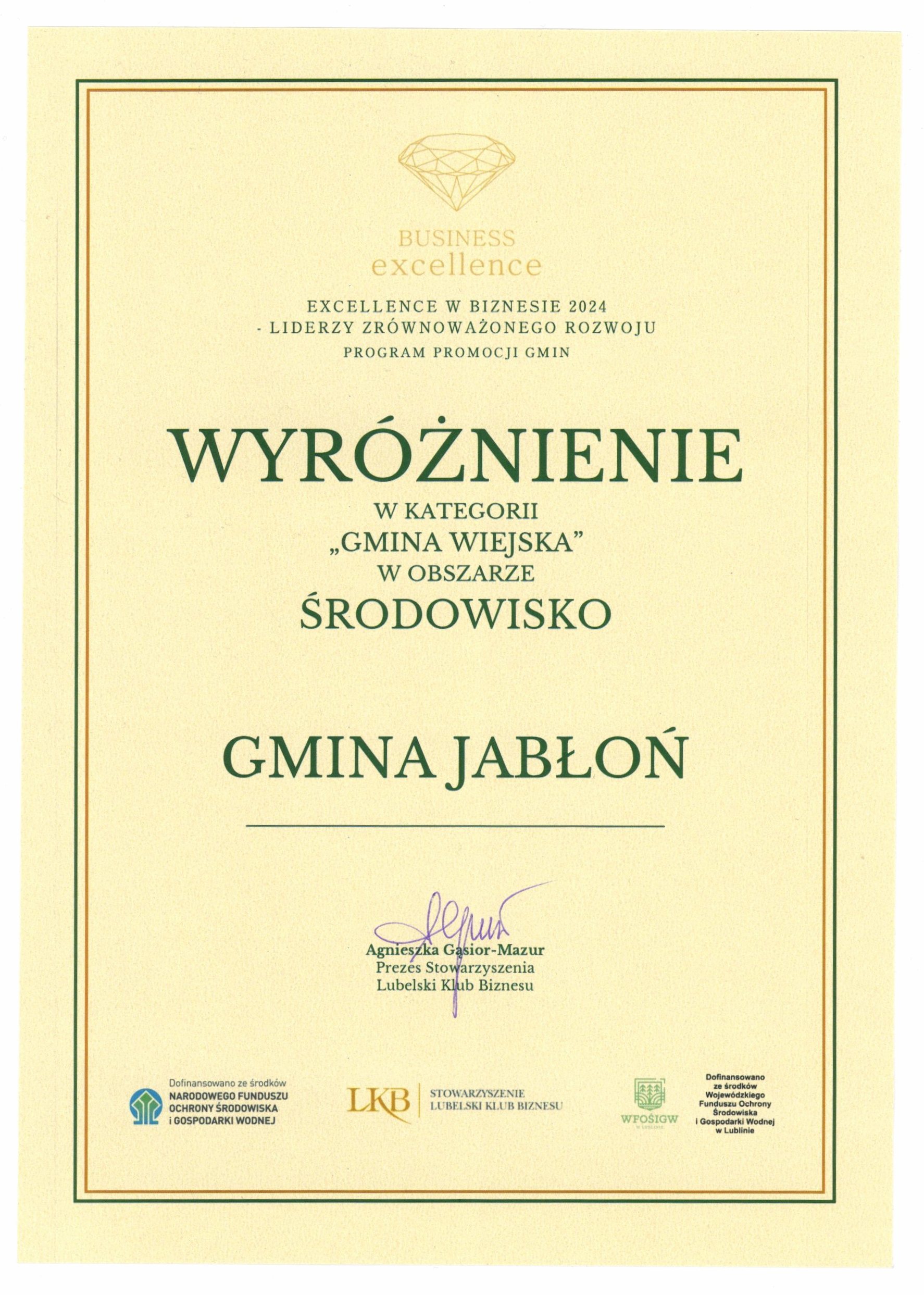 Wyroznienie GMINA JABLON 24 04 2025