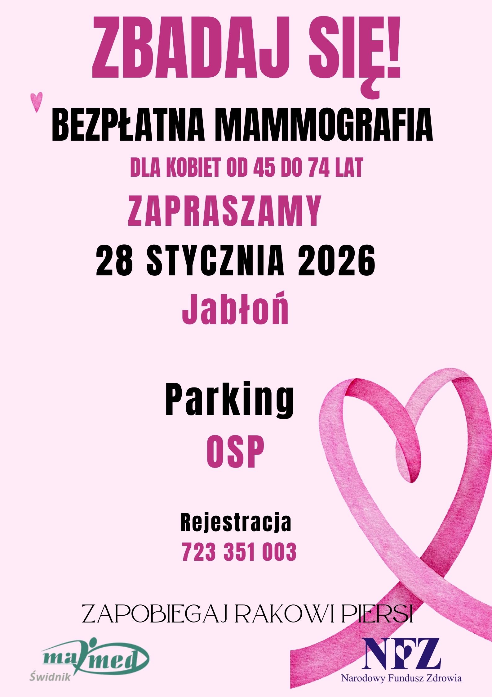 mammografia styczen 2026 jablon poster