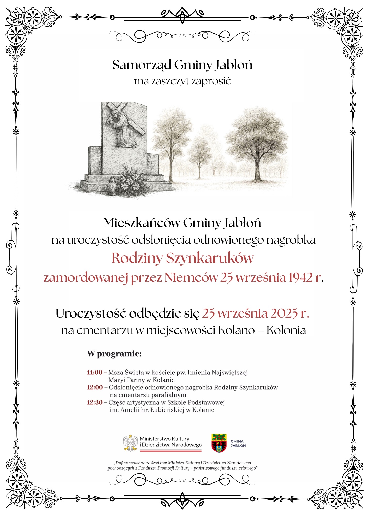 plakat zaproszenie nagrobek kolano 09 2025
